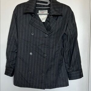 Givenchy Dark Gray Pinstripe Double-Breasted Peacoat